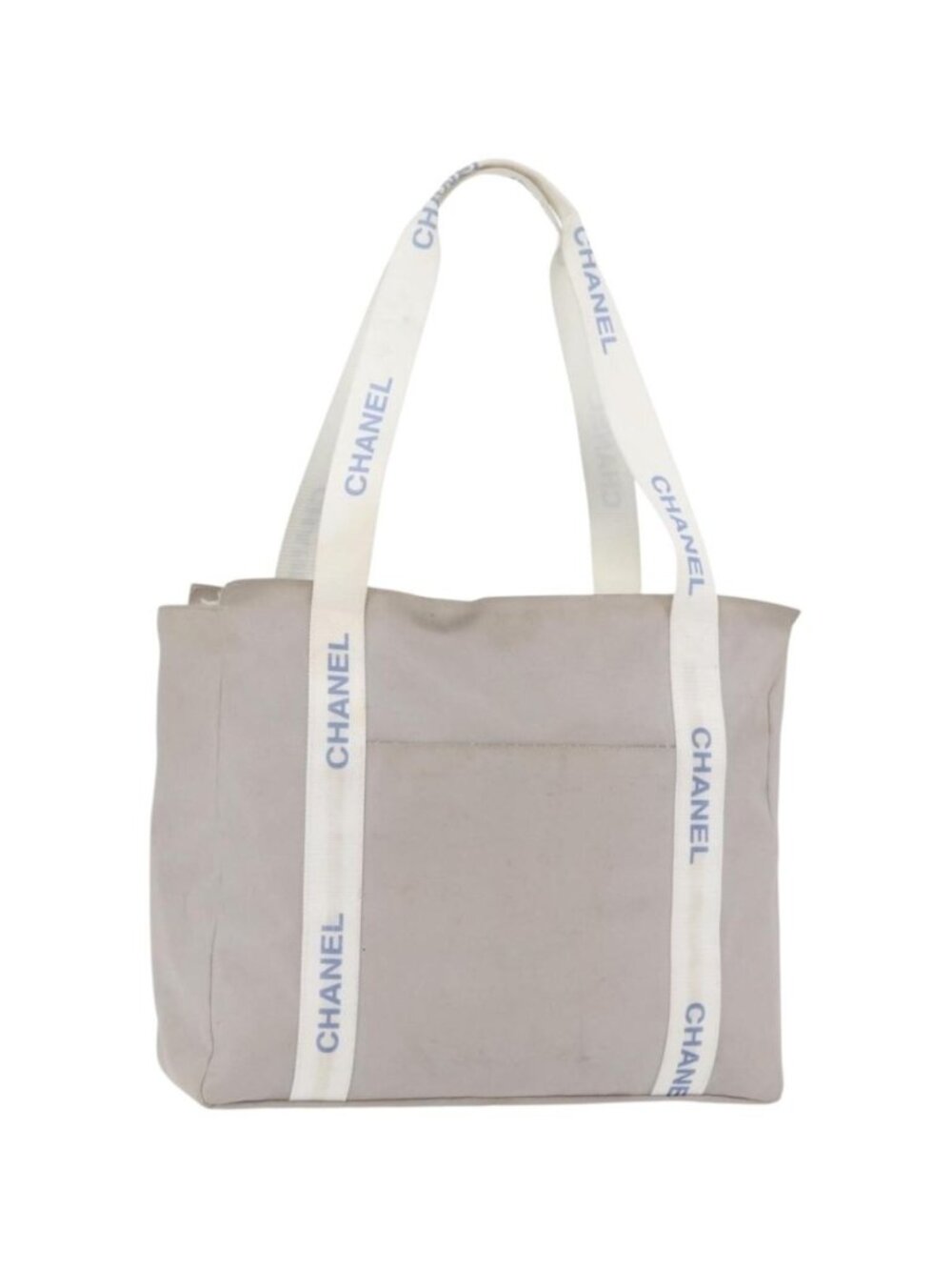 CHANEL Tote Bag Canvas Gray Silver CC